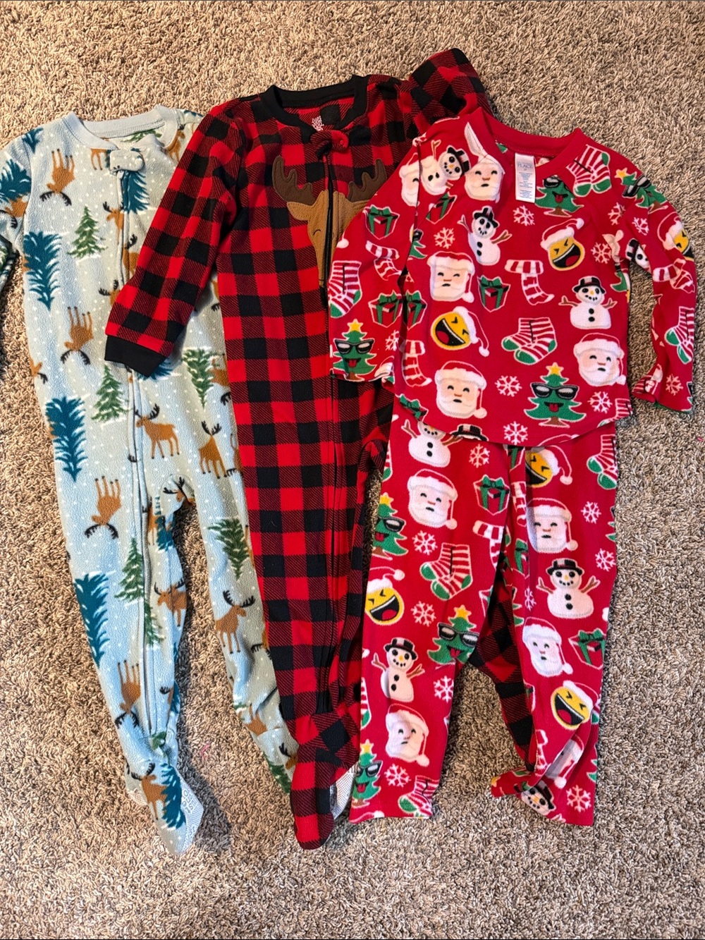 Cozy Kids Red Holiday Santa & Snowman Pajama Set